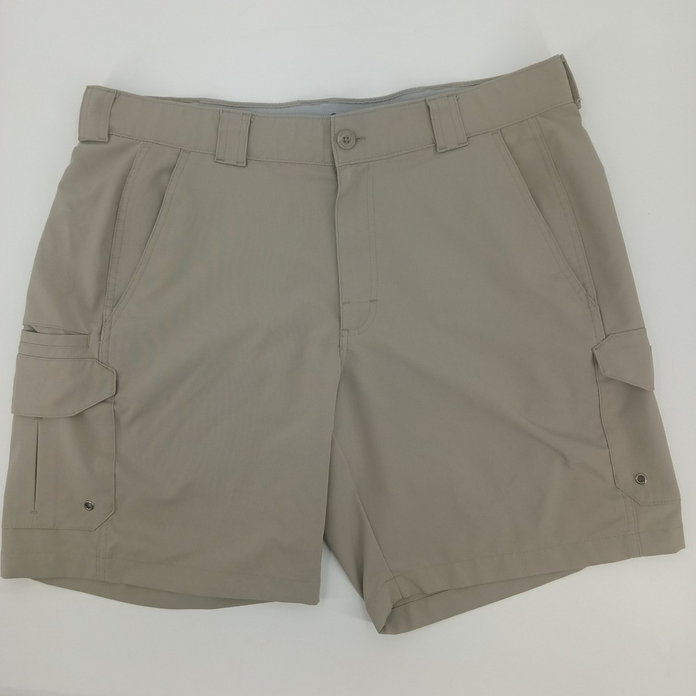 Bimini Bay Outfitters Mens Performance Cargo Fishing Shorts Khaki Tan Size 40